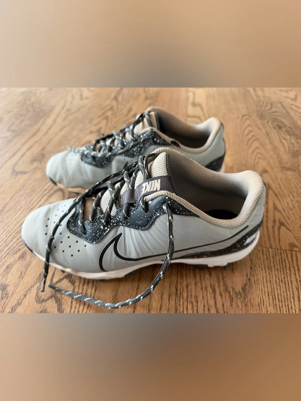 Nike Grey and Black Baseball Cleats